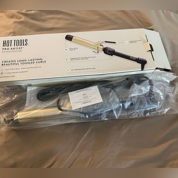 HOT TOOLS Curling Iron Pro Artist 24k Gold 1 1/4” Barrel NEW NWT - Picture 4 of 6